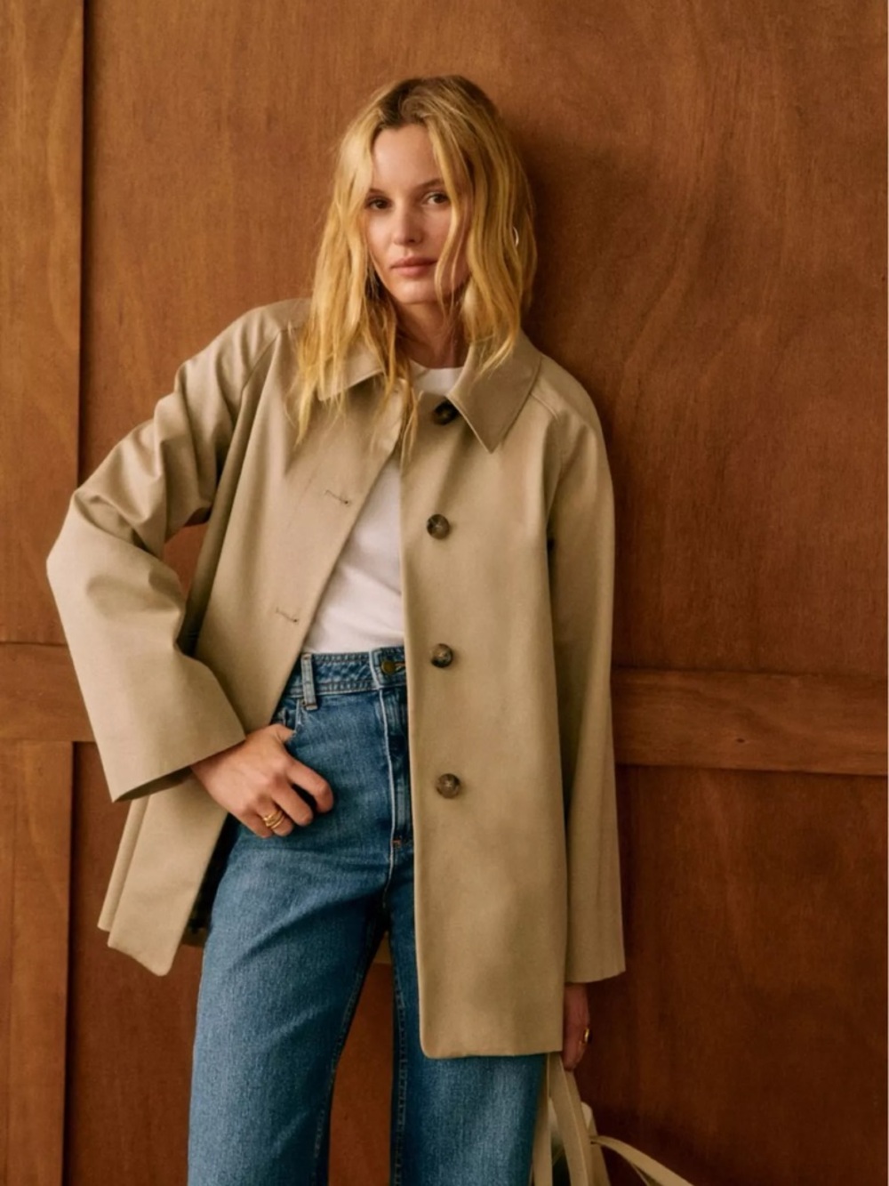 Sezane Trench Carter Jacket in Light Beige